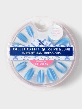💙✨ Roller Rabbit x Target Olive & June Canal Blue Velvet Press-On Nails – NWT